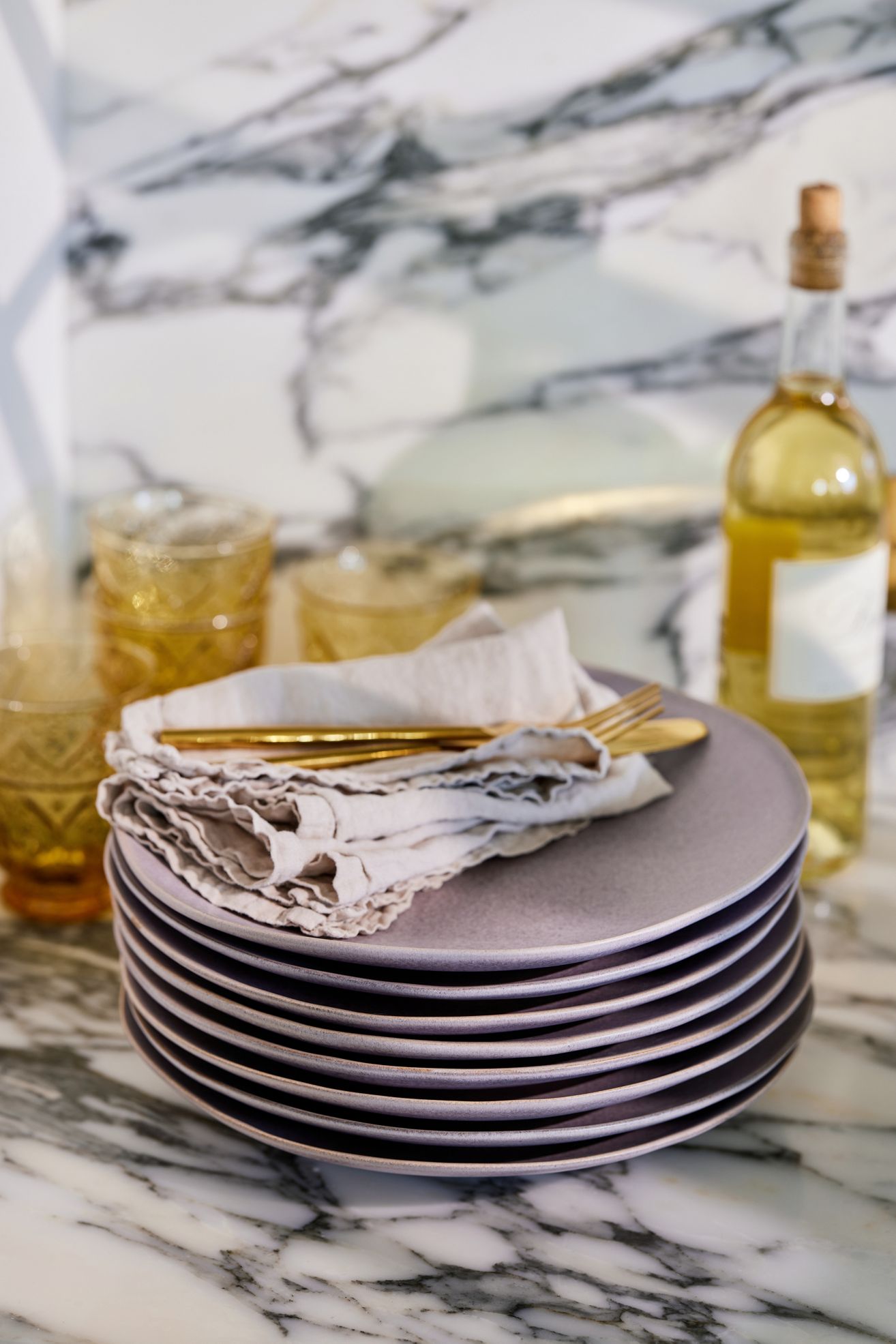 The Jasper Portuguese Stoneware Dinner Plates, Set of 4 - Lilac, Standard, Set Of 4
