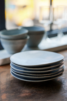 The Jasper Portuguese Stoneware Side Plates, Set of 4, Color: MIST