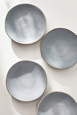Anthropologie The Jasper Portuguese Stoneware Side Plates, Set Of 4 In Blue