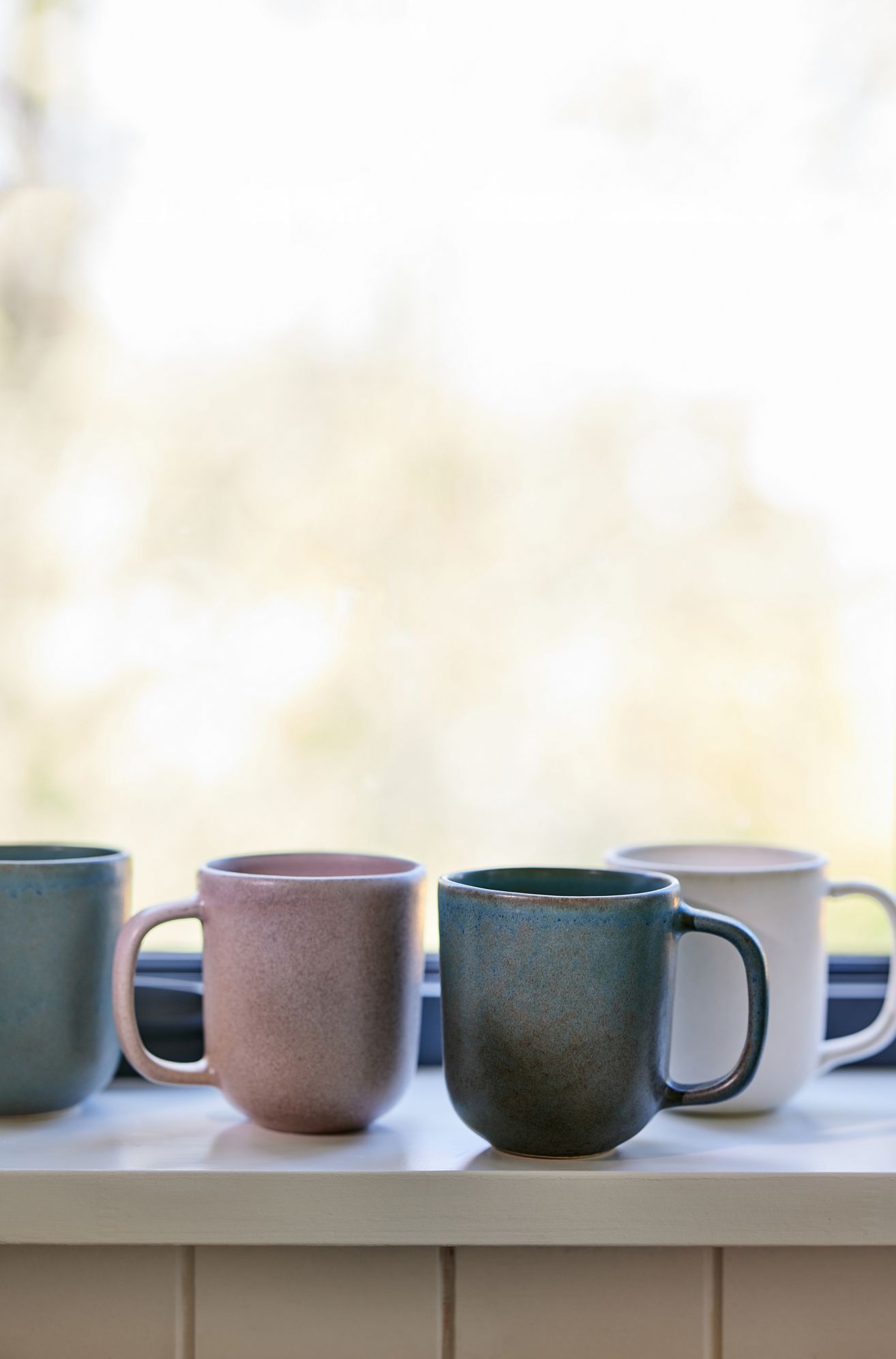 The Jasper Portuguese Stoneware Mugs, Set of 4 - Dark Turquoise, Standard, Set Of 4