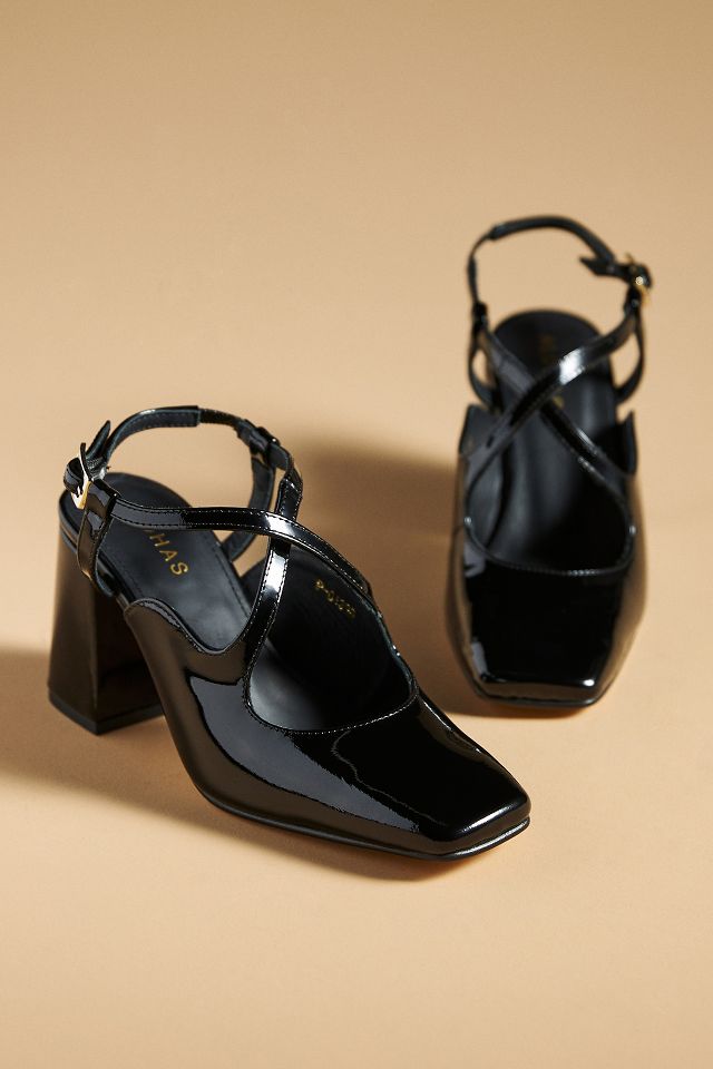 Reggie Onix Black Leather Pumps