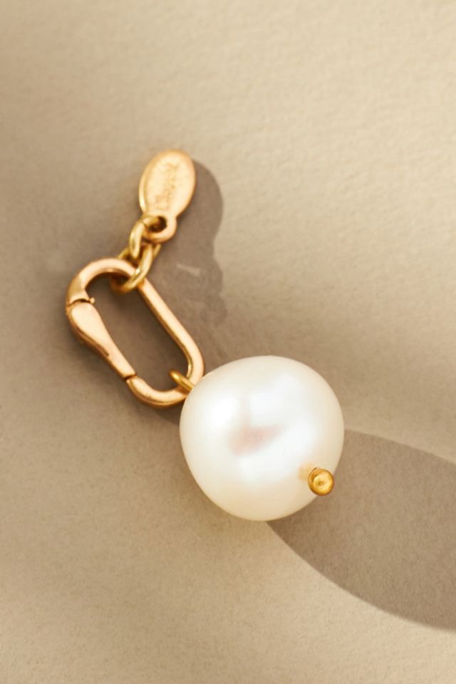 Clare V. Baroque Pearl Mini Hoop Earrings & Vintage Gold