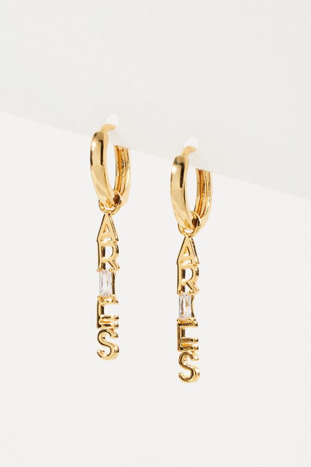 Crystal Zodiac Charm Huggie Earrings #3
