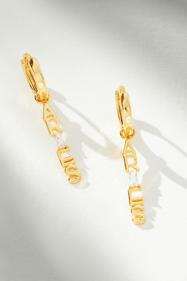 Crystal Zodiac Charm Huggie Earrings #1
