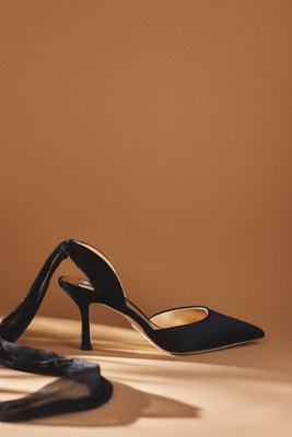 Badgley Mischka Blaze Satin Bow Stiletto Heels In Black
