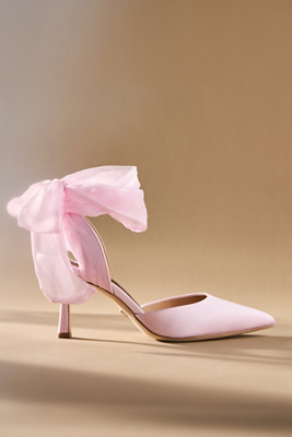 Badgley Mischka Blaze Satin Bow Stiletto Heels In Pink