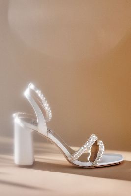 Badgley Mischka Feisty Pearl Block Heels In White