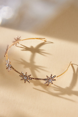 Serefina Ari Starburst Rhinestone Headband In Gold