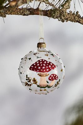 Forest Mushrooms Glass Globe Ornament