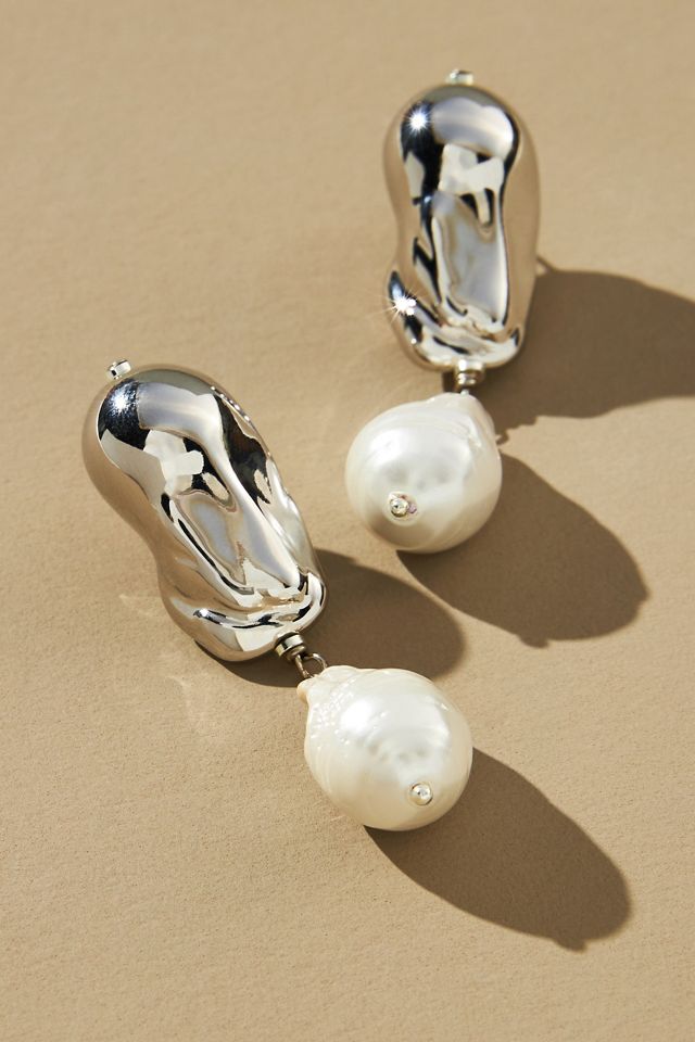 Abstract Pearl Drop Earrings #1