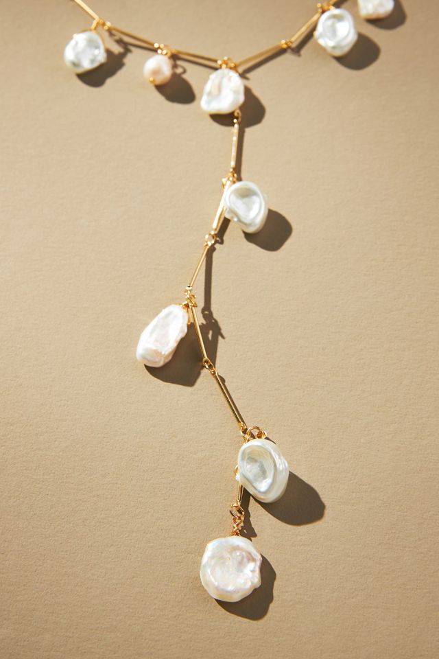 Floating Pearl Lariat Necklace #1