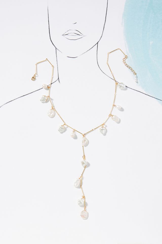 Floating Pearl Lariat Necklace #2