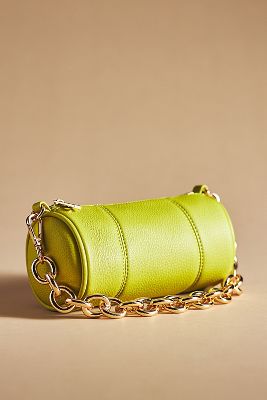 Faux Leather Barrel Shoulder Bag by Anthropologie in Green, Women's