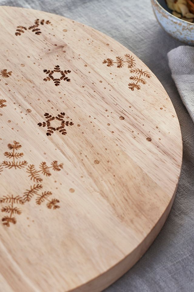 Snowflake Etched Wood Serving Board #2