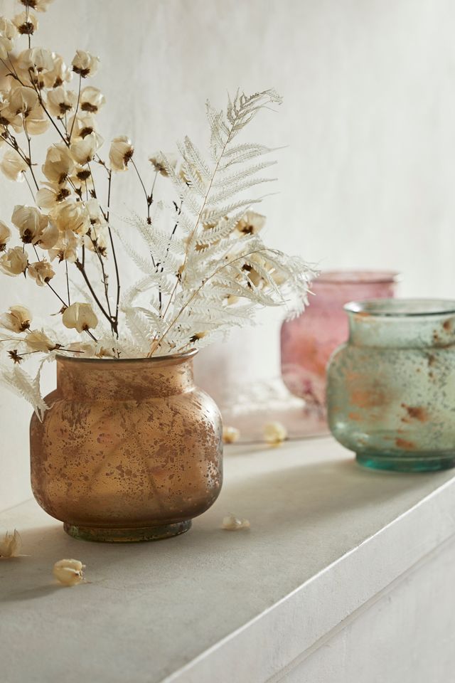 Antiqued Short Recycled Glass Vase #1