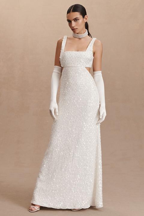 BHLDN Lena Square-Neck Sequin Cutout Wedding Gown