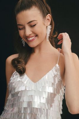 Bhldn Taylor V-neck Sequined Mini Dress In Silver