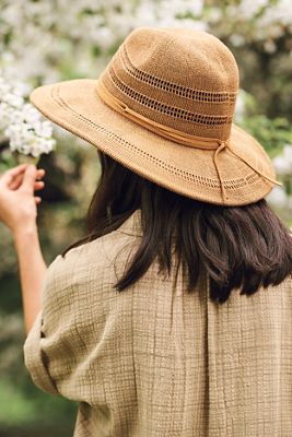 Vented Crown Sun Hat with Faux Suede Trim