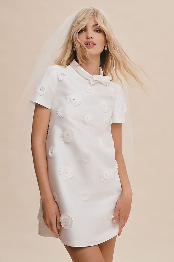 Viktor & Rolf For Bhldn Tansy Floral Short-sleeve Mini Dress In White