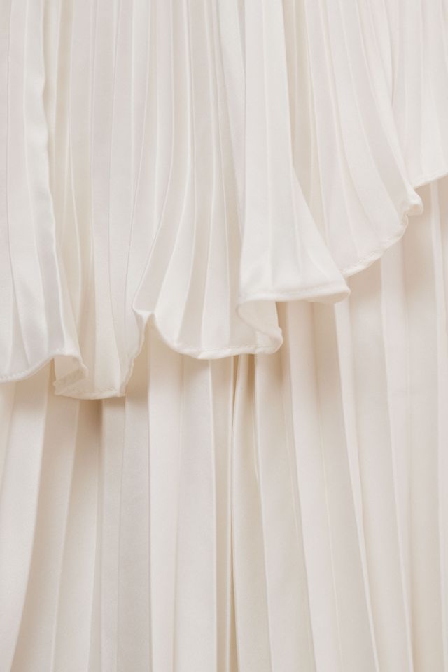 AMUR Judah Strapless Tiered Scallop Pleated Column Dress #3