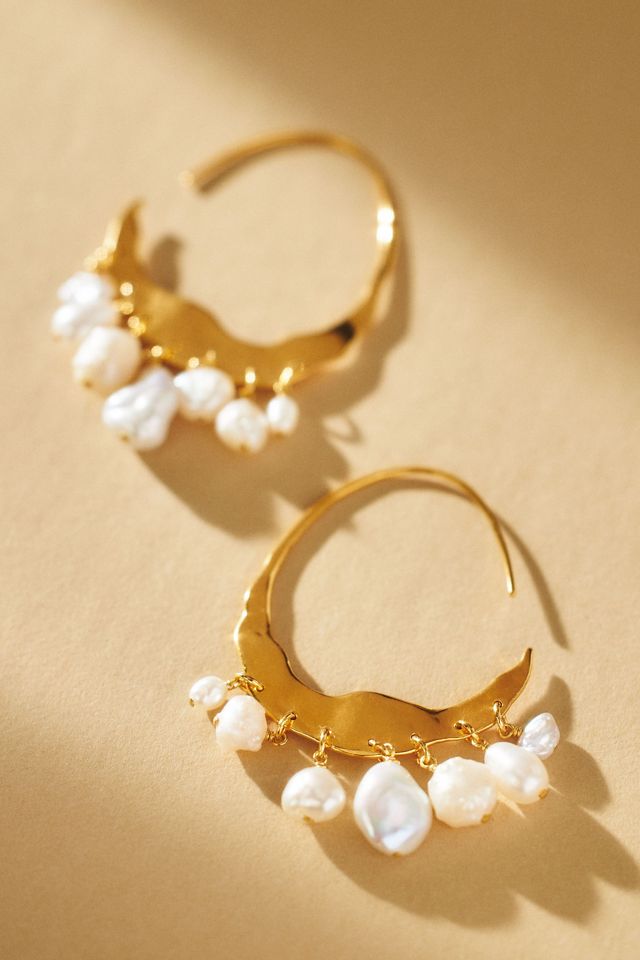 Chan Luu Handmade Crescent Pearl Earrings