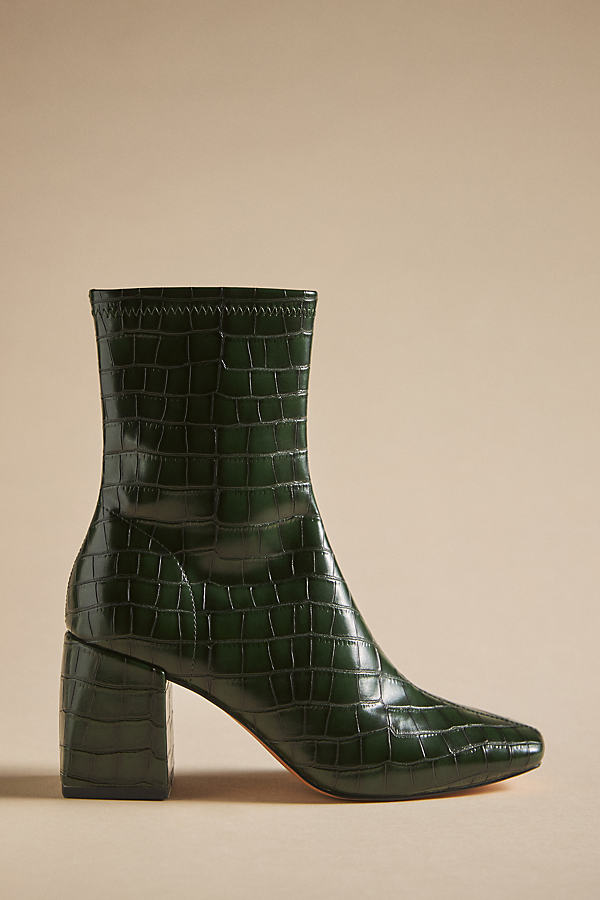 Silent D Carina Heeled Ankle Boots In Green