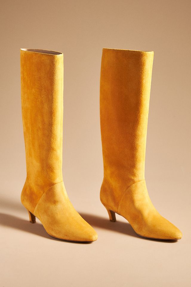 Mustard kitten heel shop boots
