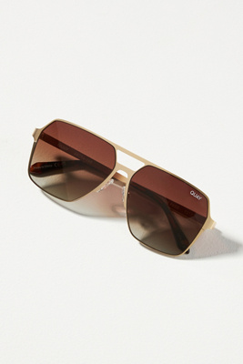 Quay Backstage Pass 52mm Aviator Sunglasses In Gold