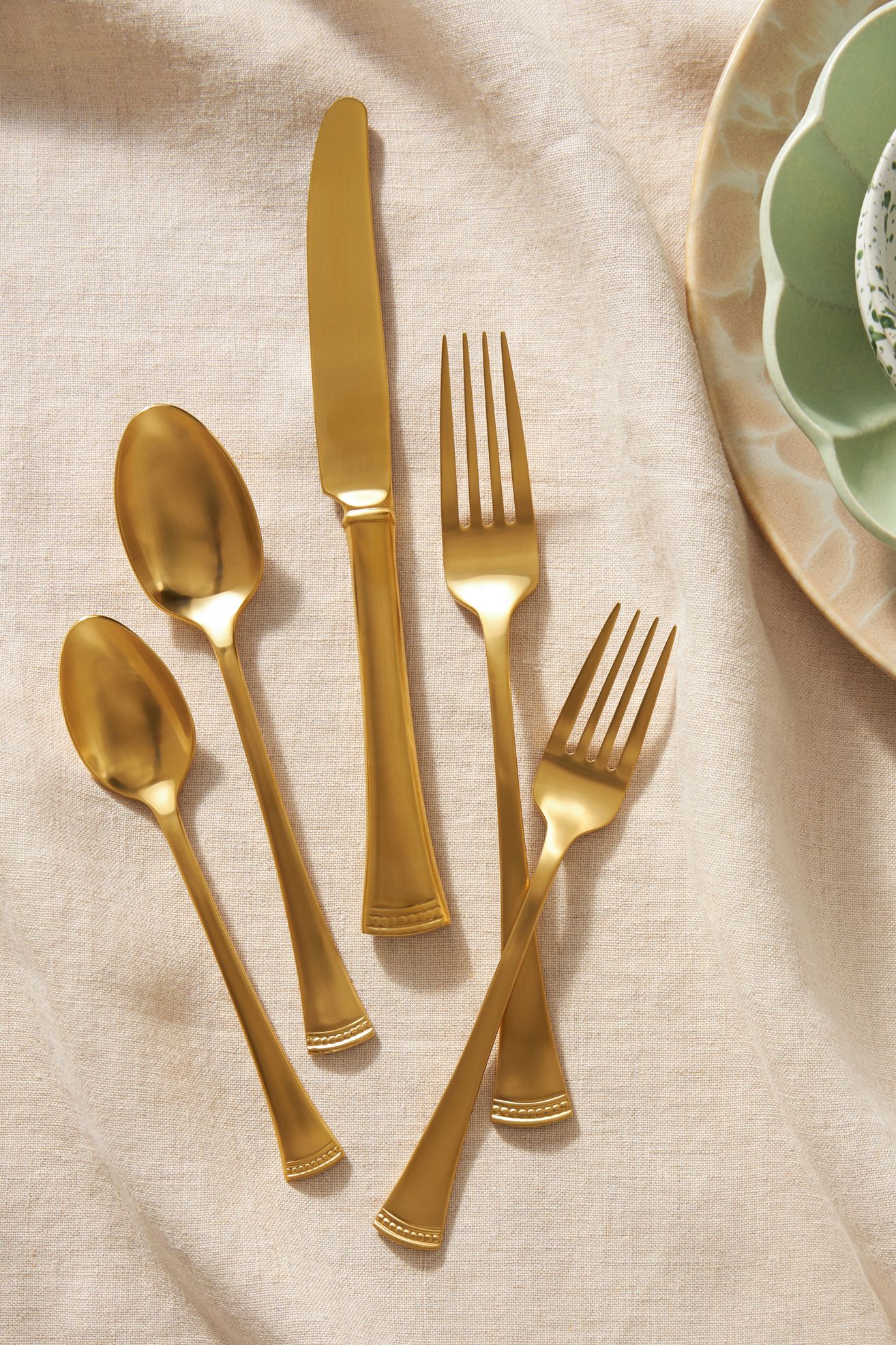Portola Flatware 20-Piece Place Setting - Gold, Set of 20