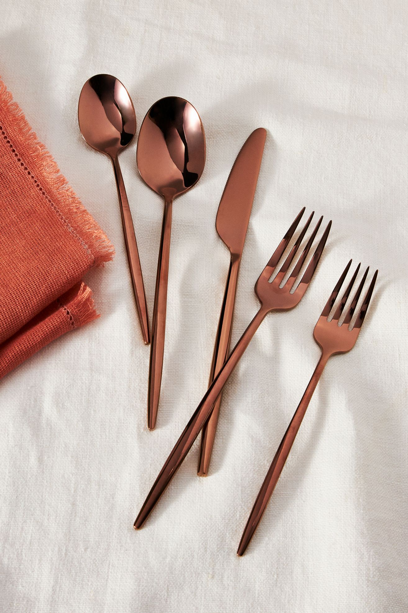 Gaze Mirror Copper Flatware 20-Piece Place Setting - Copper, Set of 20