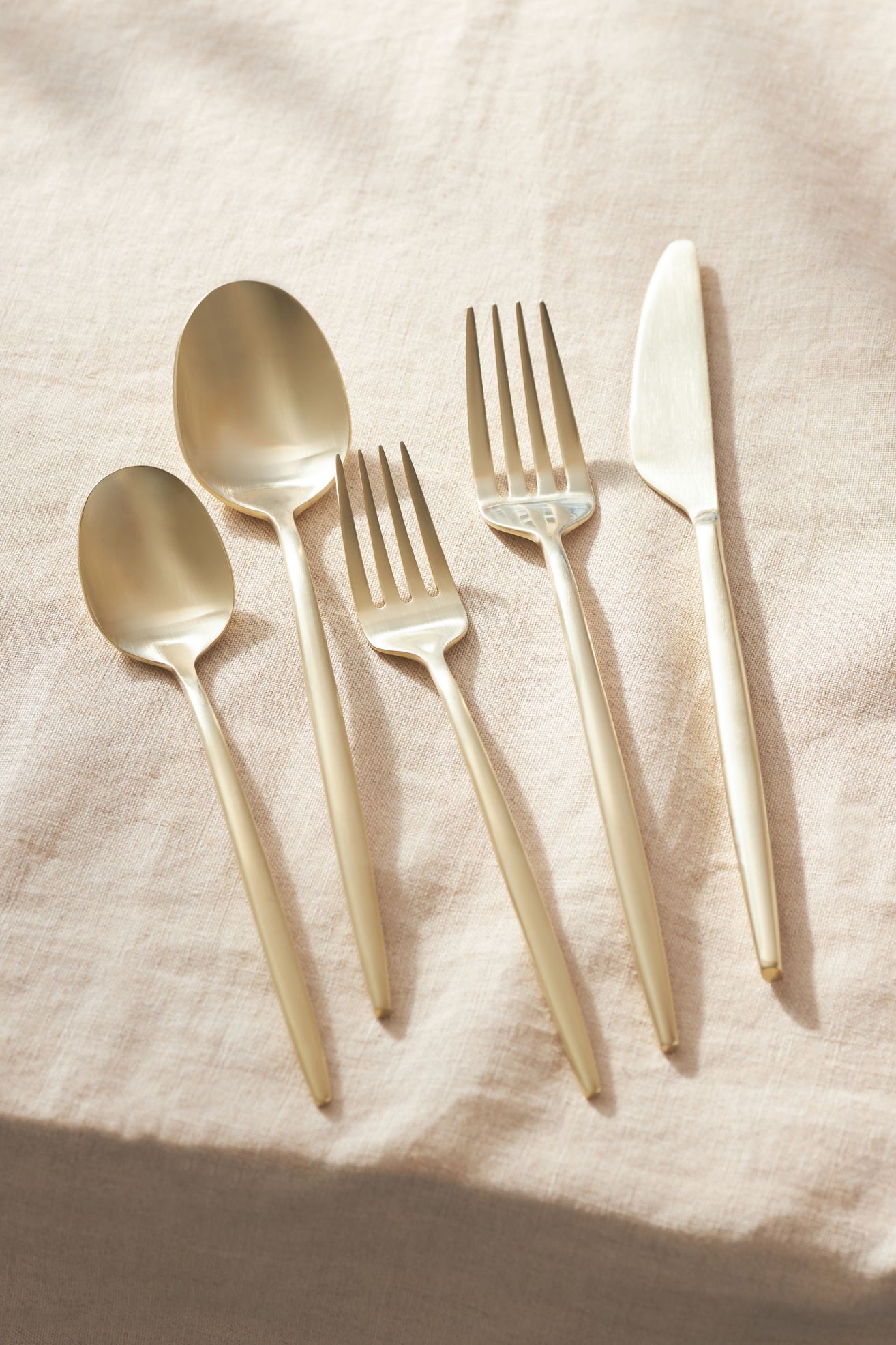 Gaze Satin Flatware 20-Piece Place Setting - Sand, Set of 20