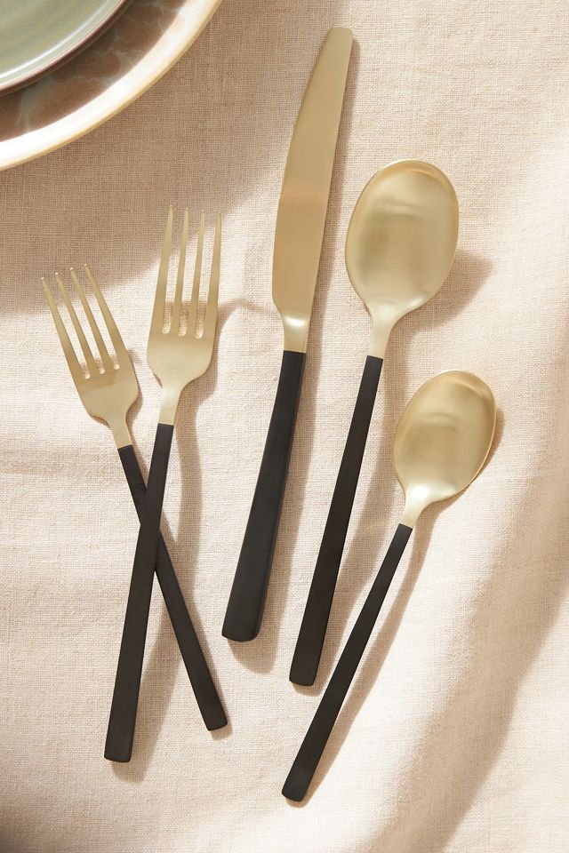 Dual Tone Gold Finish Cutlery Set