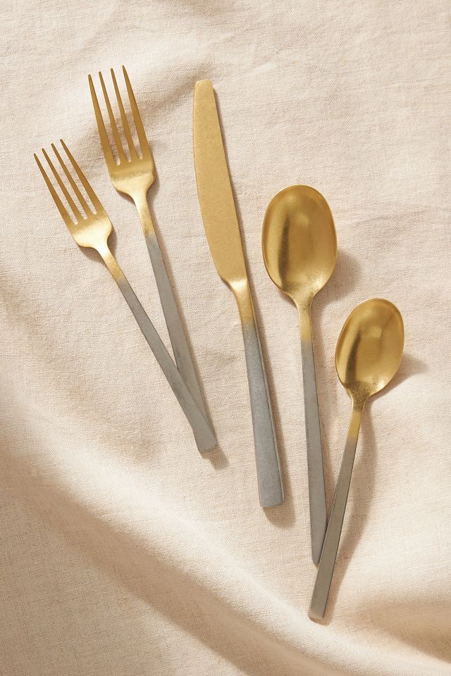 Dual Tone Gold Finish Cutlery Set