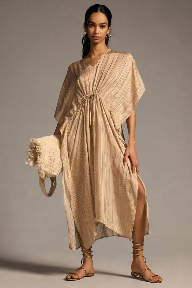 Bl-nk V-Neck Shine Kaftan Midi Dress | Anthropologie UK
