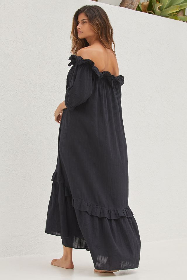 gauze off the shoulder dress Off-shoulder Boho Wedding Dress, Tiered Raw Cotton Gauze Maxi Dress Cream |  Alba