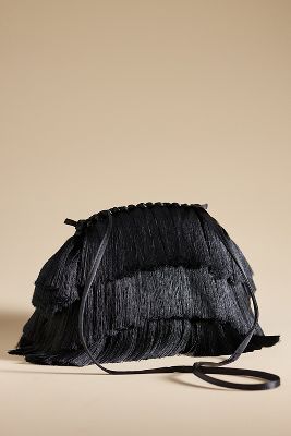 By Anthropologie Fringed Clutch In Black