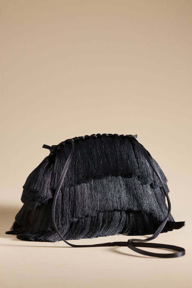 Black 2025 fringe clutch