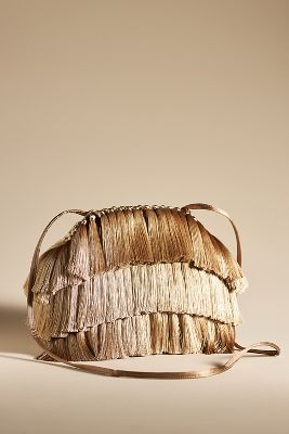 By Anthropologie Fringed Clutch In Beige