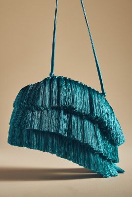 By Anthropologie Fringed Clutch In Green