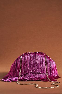 BY ANTHROPOLOGIE THE FRANKIE TIERED FRINGE STRAPPY CLUTCH BAG 