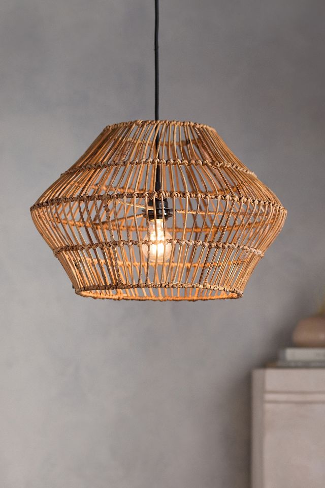 Open Weave Rattan Pendant 