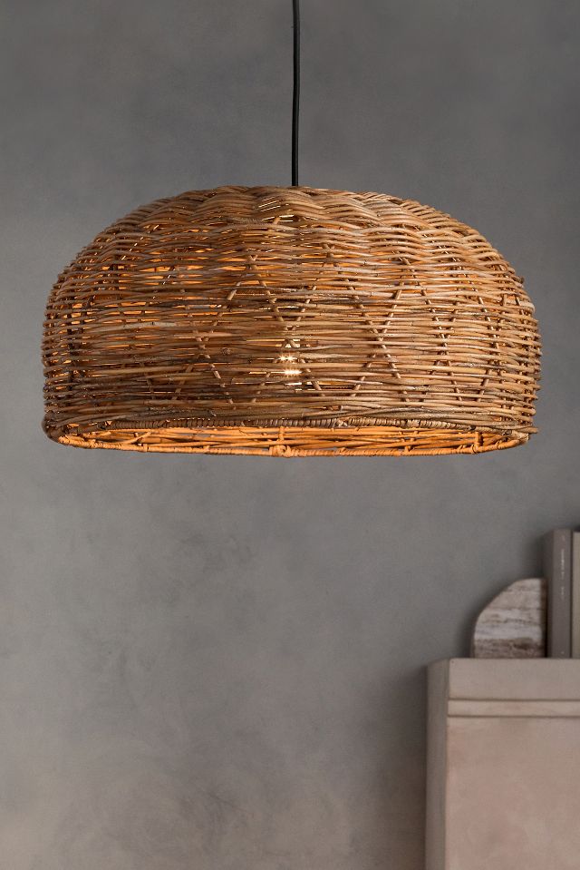 Diamond Weave Rattan Pendant | AnthroLiving