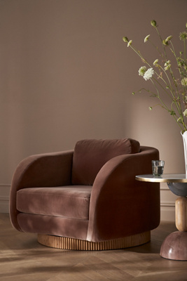 Erin Fetherston For Anthropologie Dulcette Velvet Swivel Arm Chair In Purple