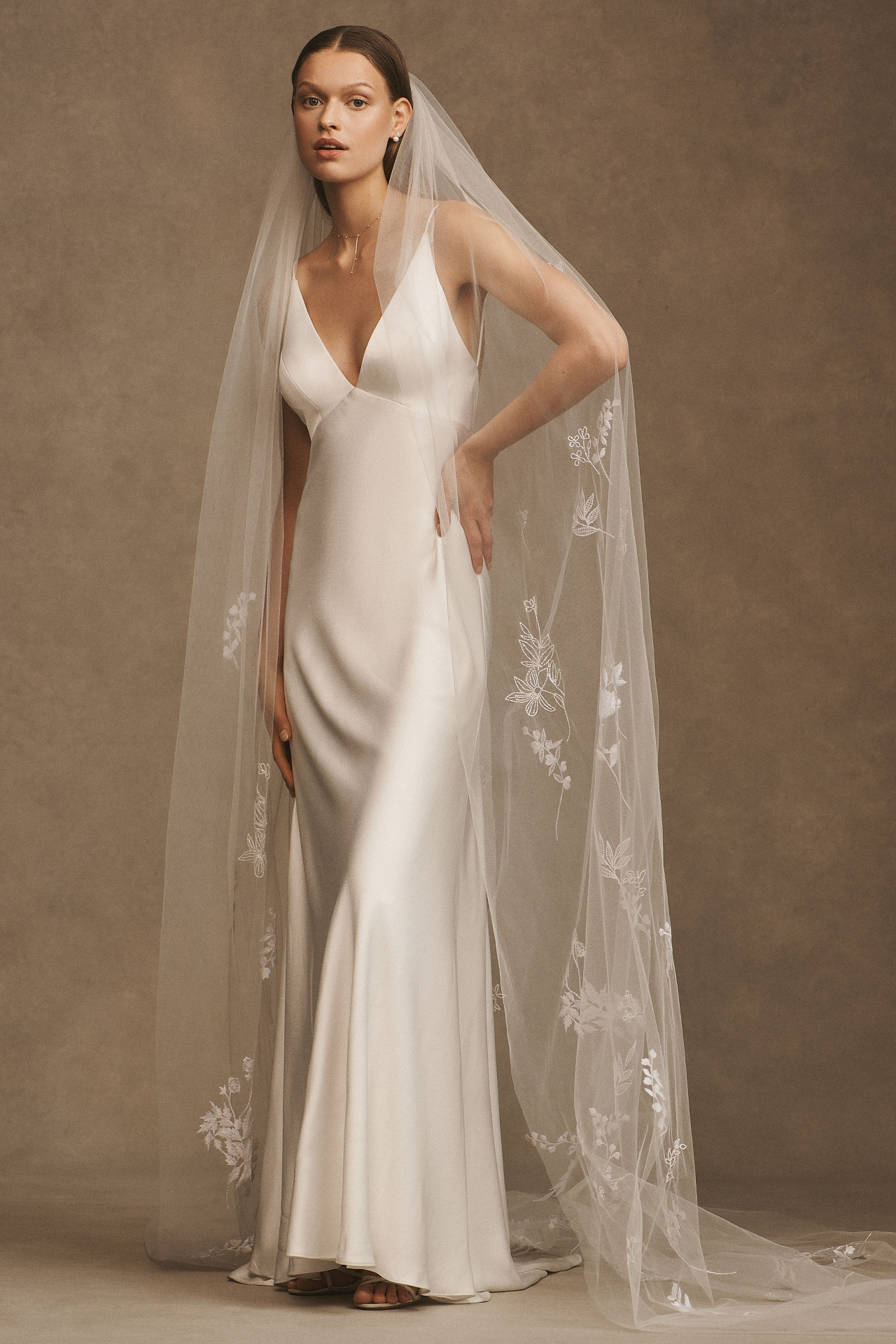 Theia Jasper Embroidered Cathedral Veil