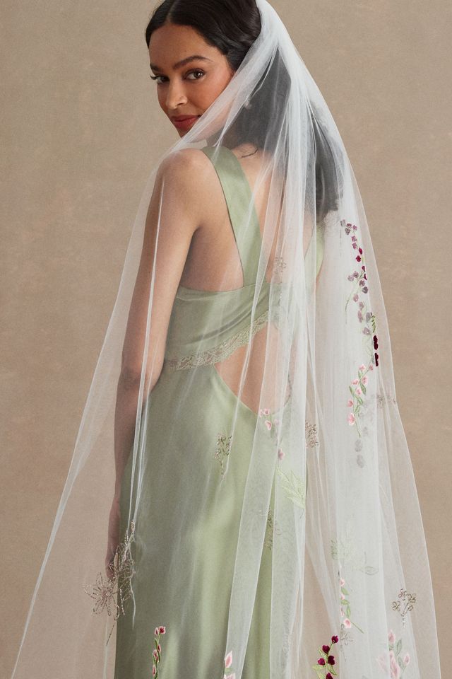 Theia Jasper Embroidered Cathedral Veil #3