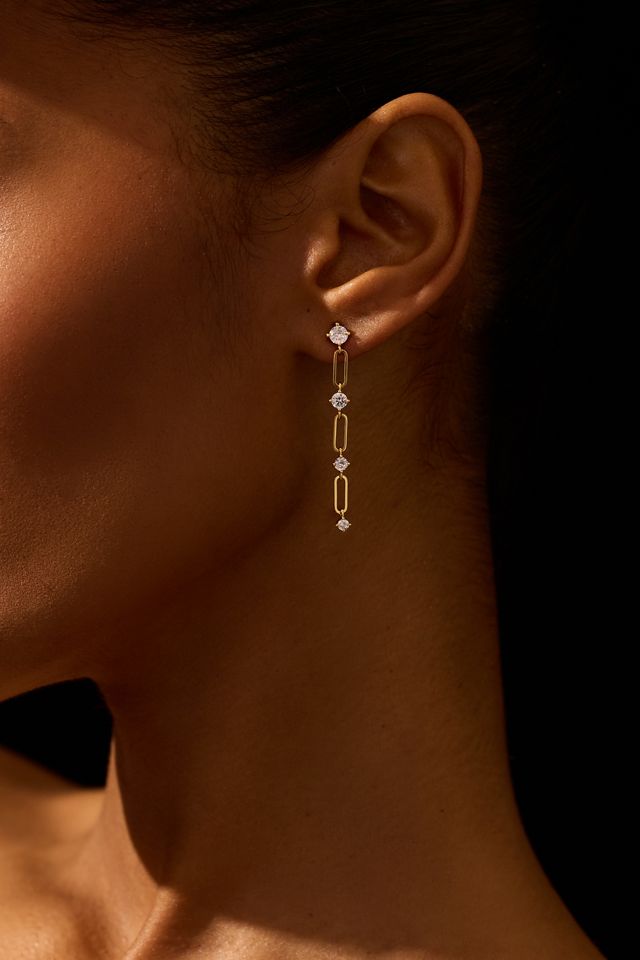 Crystal Stud Paperclip Earrings #3