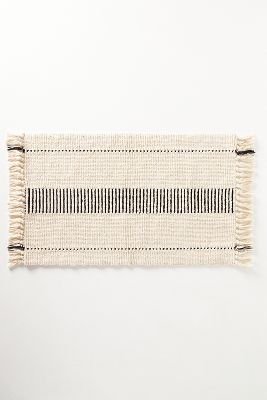 Anthropologie Hand-woven Maker Cotton Bath Mat In Beige