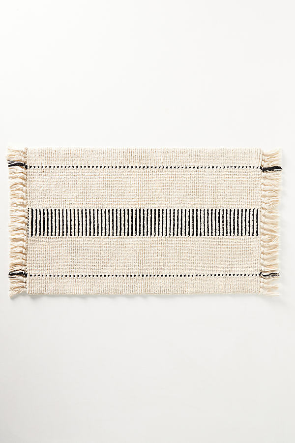 Anthropologie Hand-woven Maker Cotton Bath Mat In Beige