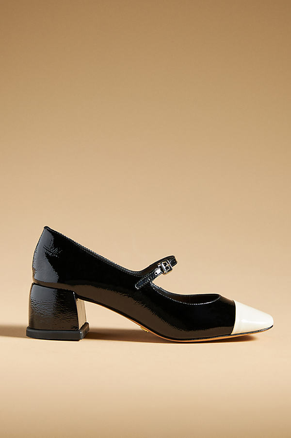 Vicenza Leather Colourblock Mary Janes Heels In Black