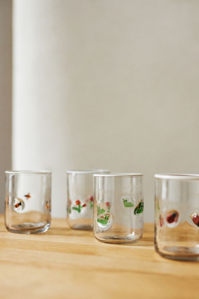 Icon Juice Glasses, Set of 4, garden friends